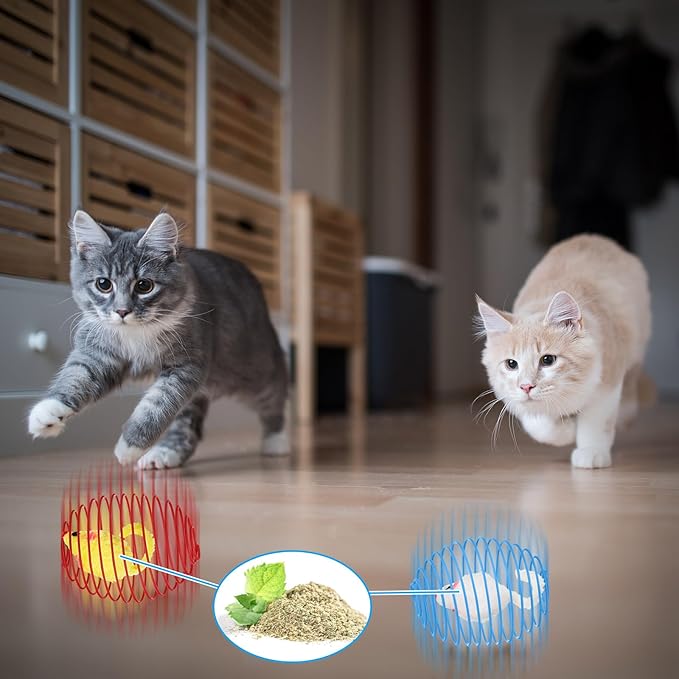 Jecery 5 Pcs Cat Spring Balls Toys Stretchable Rolling Balls Colorful Playful - Image 6