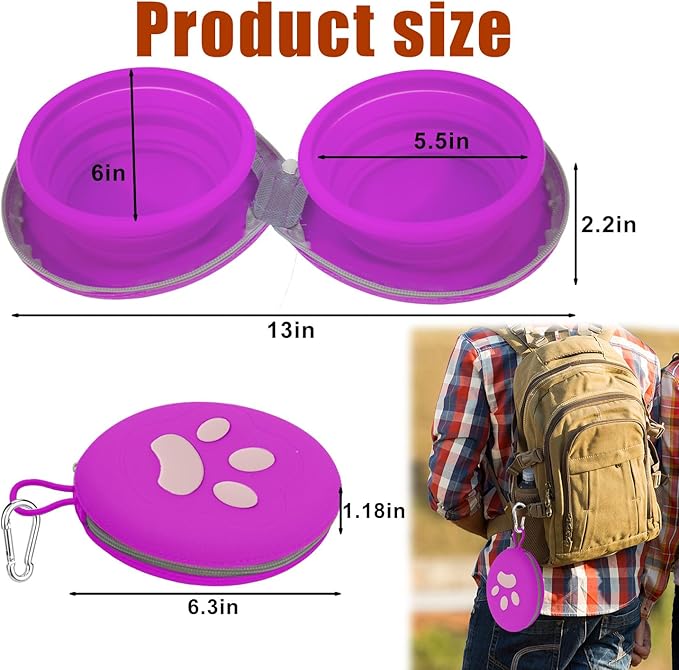 Collapsible Dog Bowls, 2-in-1 Silicone Pet Food and Water Bowl - Image 5