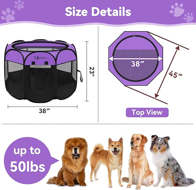Siedihit Large Dog Playpen, Puppy Pet Playpen Indoor, Dogs Tent Crates Cage - Image 7