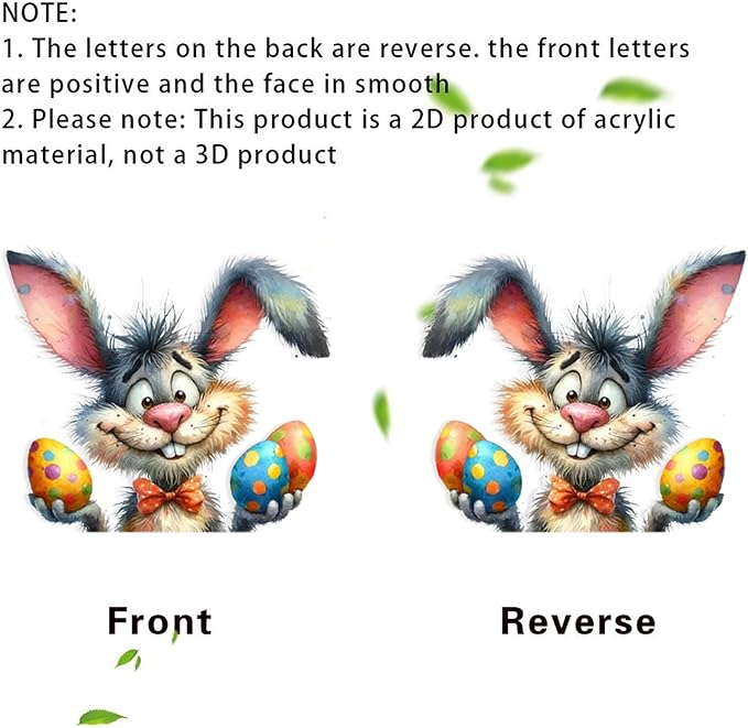 8 Pcs Easter Hanging Ornaments for Tree 2D Acrylic Cartoon Bunny - Image 6