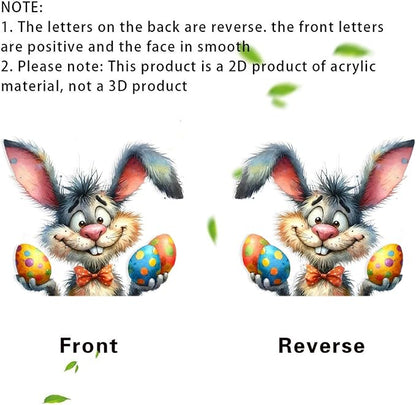 8 Pcs Easter Hanging Ornaments for Tree 2D Acrylic Cartoon Bunny - Image 6