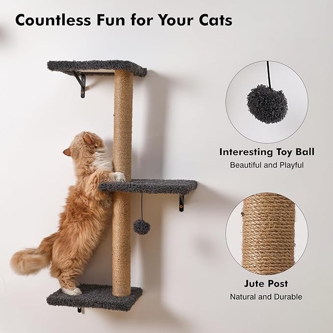 5-in-1 Cat Wall Shelves for Indoor Cats, Wall Mounted Cat Furniture - Image 6