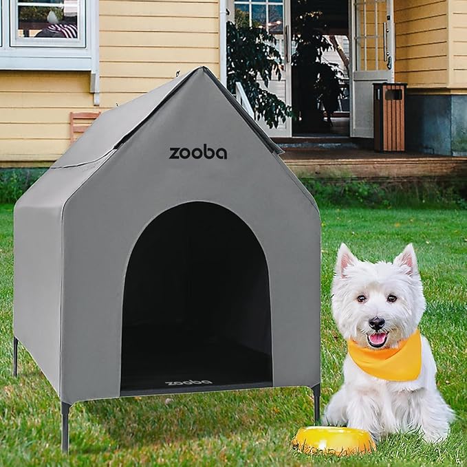 Zooba 29" 2-in-1 Dog House for Medium Dogs, Elevted Dog House Outdoor/Indoor by Zooba
