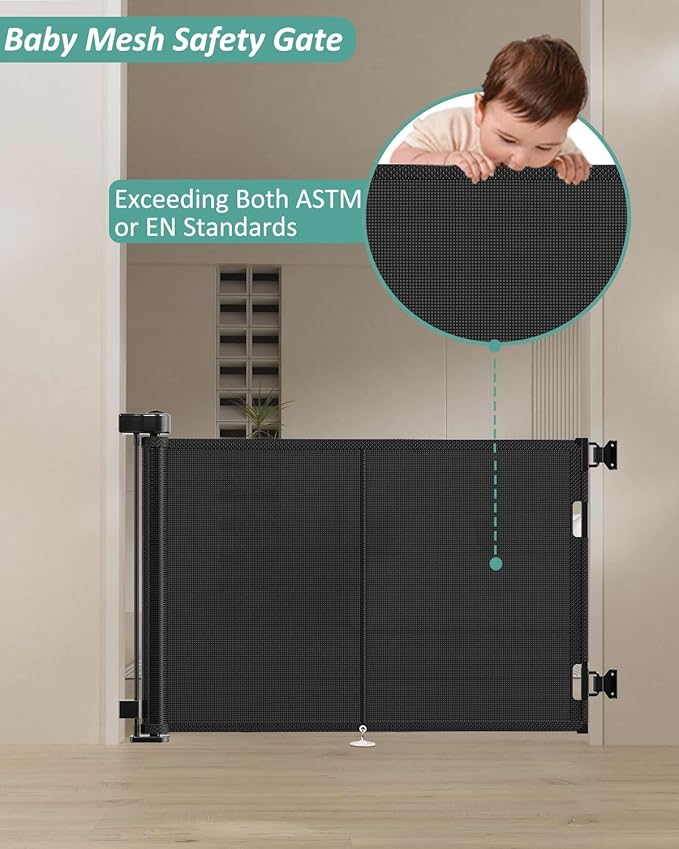 Miumoon 59 inch Retractable Baby Gates 34 inch Tall, Retractable Gate - Image 6