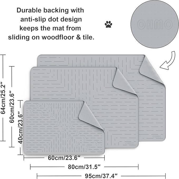 OHMO Cat Litter Mat Large Trapping Mat Premium Silicone Rubber 31.5x23.6 Ash - Image 5