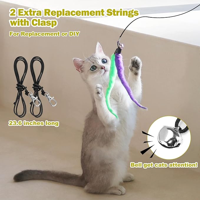 MeoHui Cat Toys for Indoor Cats, Interactive Cat Toy 2PCS Retractable Wand Toy - Image 6