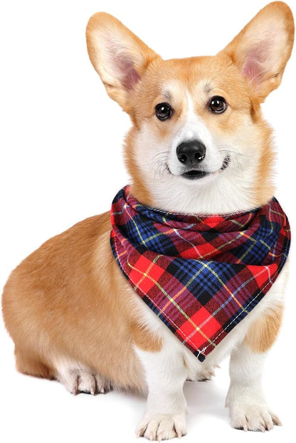 Honoson 6 Pieces Triangle Dog Bandana Dog Scarf Plaid Printing Adjustable Bibs - Image 2