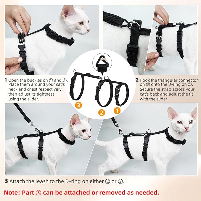 PUPTECK Cat Harness and Leash Set, Escape Proof Adjustable Kitten Harness - Image 8