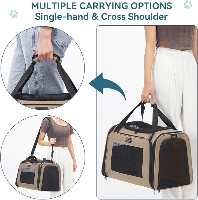PETSFIT Soft-Sided Cat Carrier for Medium Cats up to 25 lbs, Foldable Pet - Image 6
