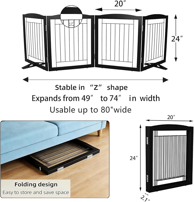 ZJSF Freestanding Dog Fence Indoor, Foldable Dog Gate - Image 7
