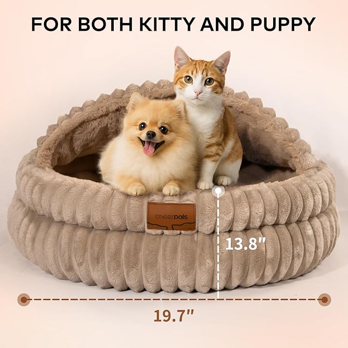 CHEERPALS Cat Cave Bed for Indoor Cats, Washable Covered Cat Bed Hooded Kitty - Image 5