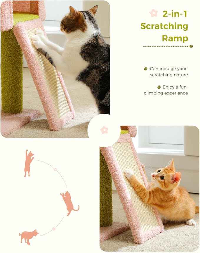 MUTTROS Flower Cat Tree 47.2" Multi-Level Cat Tower - Image 2