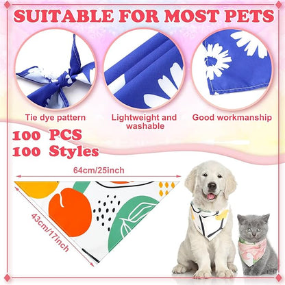 Huhumy 150 Pcs Boho Dog Bandanas Bulk Pet Bibs Colorful Triangle Scarf Pet Boho - Image 2
