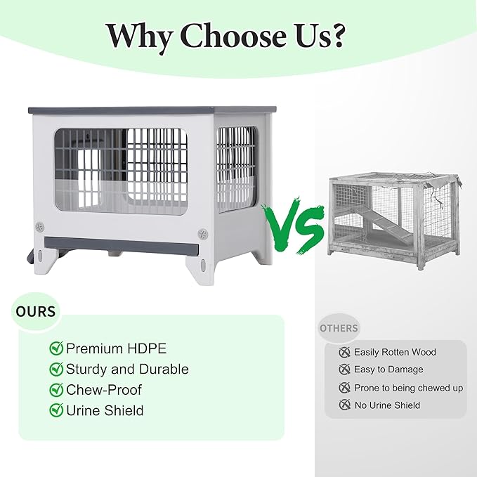 Rabbit Hutch Outdoor Indoor Plastic Waterproof Bunny Cage Enclosure Chew-Proof - Image 2