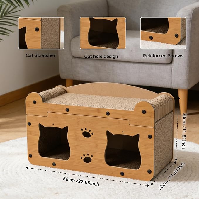Cat Scratcher House, 2-in-1 Cardboard Cat House - Image 7