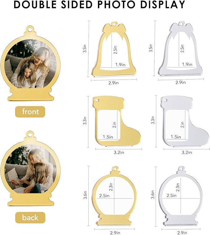 UNIQOOO Jingle Bell Christmas Acrylic Picture Frame Ornaments - Image 3