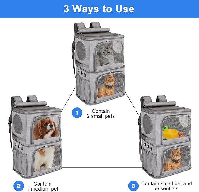 2-in-1 Extra Large Double Pet Carrier Backpack - Image 2
