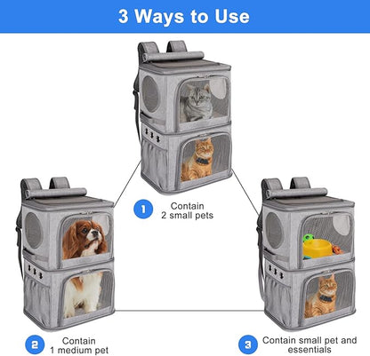2-in-1 Extra Large Double Pet Carrier Backpack - Image 2
