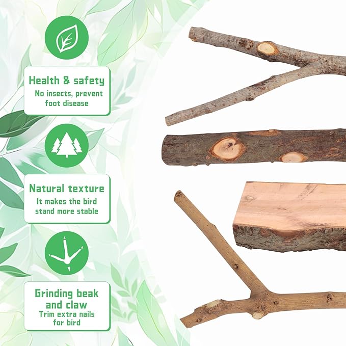 4-Pack Natural Wood Bird Perch Stand - Image 4