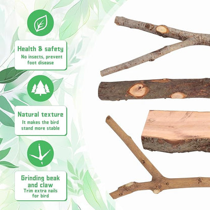 4-Pack Natural Wood Bird Perch Stand - Image 4