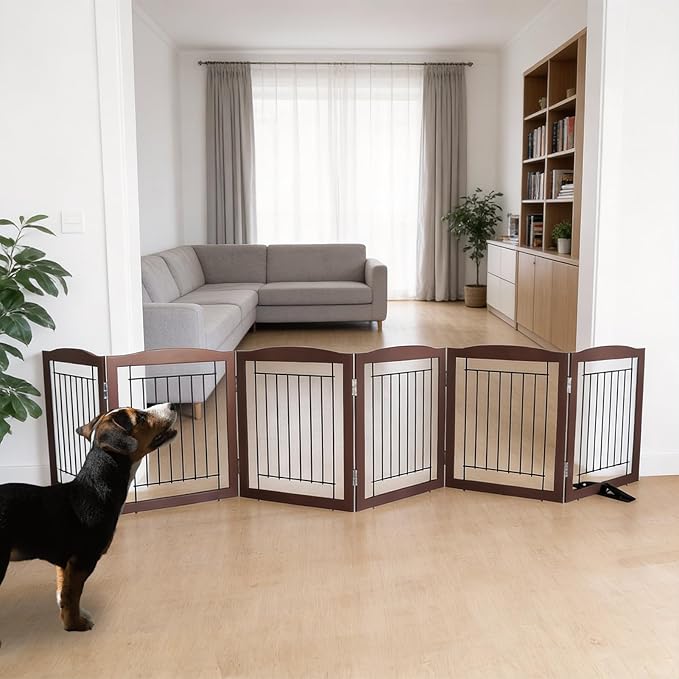 ZJSF Freestanding Dog Fence Indoor, Foldable Dog Gate by ZJSF