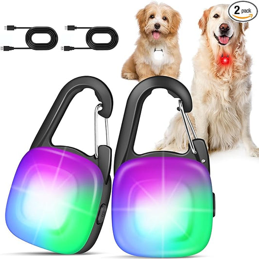 Dog Collar Light, 2 Pack Rechargeable LED Dog Lights by POEEY
