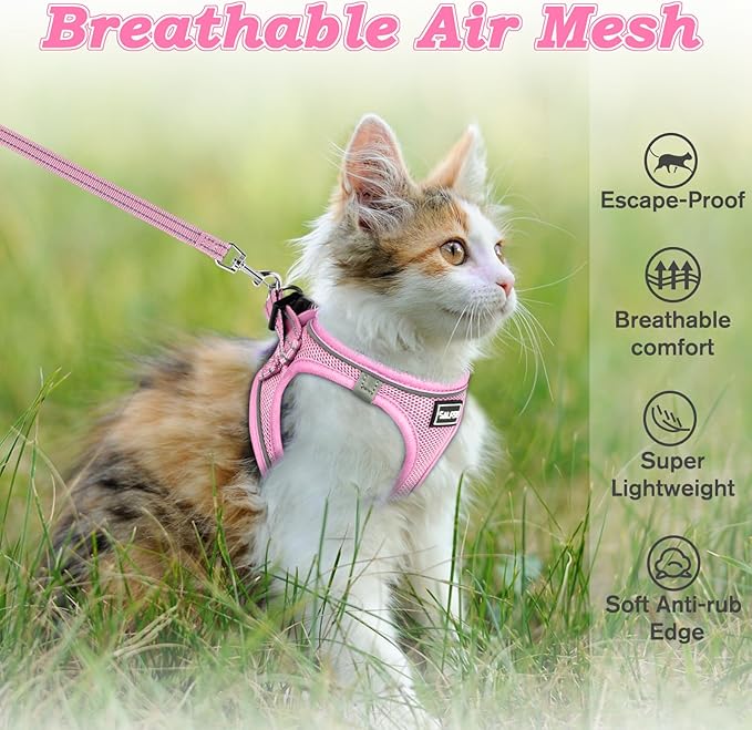 Cat Harness and Leash for Walking Escape Proof, Adjustable Kitten Vest Harness - Image 2