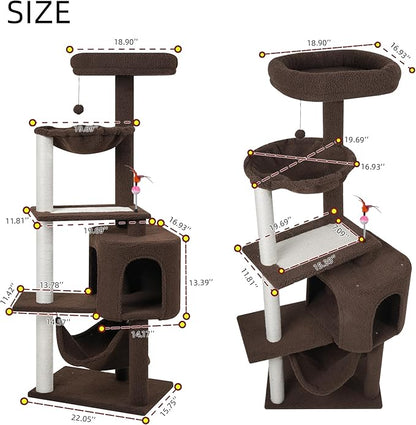 YUNIQUE Cat Tree with Cat Condo Scratch Posts Scratch Tablet and Big Hammock - Image 3
