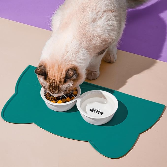 Cat Food Mat, Silicone Non Slip Dog Bowl Mat Waterproof Cat Feeding Mat Stop - Image 2