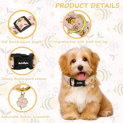 Dog Collar for Spring Summer, Adjustable Cotton Puppy Dog Collars, Cute Girl or - Image 3