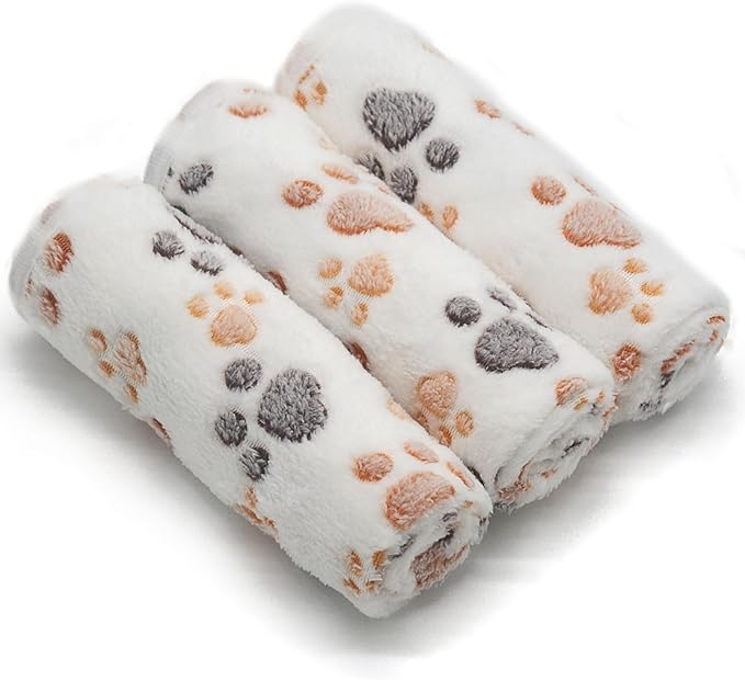 1 Pack 3 Puppy Dog Blankets Super Soft Warm Sleep Mat Fluffy Premium Fleece Pet by SORKUT