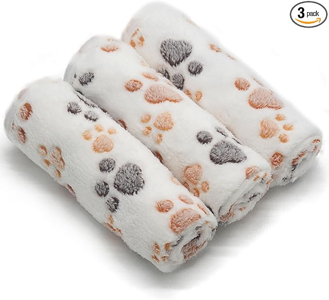1 Pack 3 Puppy Dog Blankets Super Soft Warm Sleep Mat Fluffy Premium Fleece Pet by SORKUT