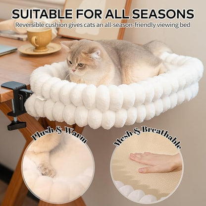 CHEERPALS Cat Desk Bed with Reversible Cushion, 90°Foldable Cat Hammock - Image 3