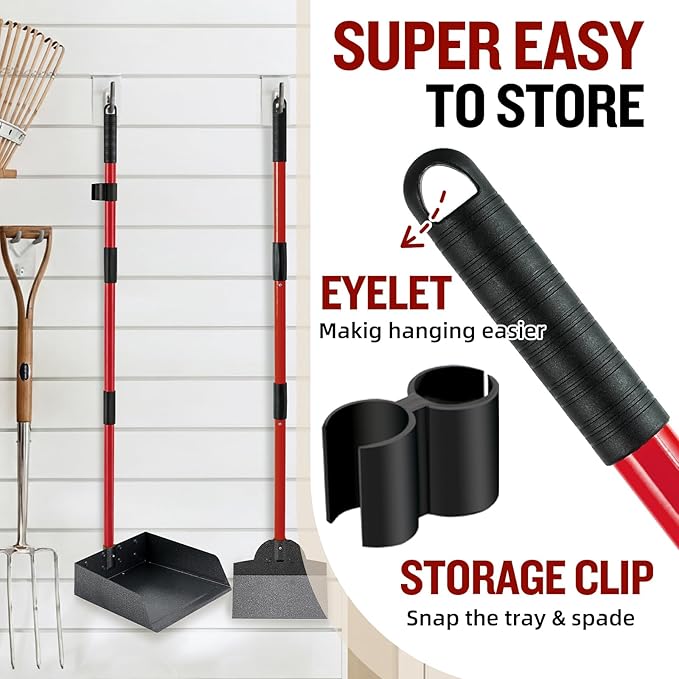 Pooper Scooper for Large Dogs, Adjustable Long Handle Metal Tray and Spade Poop - Image 8