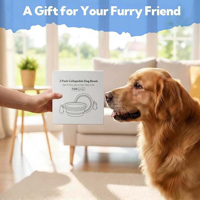 Collapsible Dog Bowl Large 2 Pack, Dog Water Bowls - Image 4