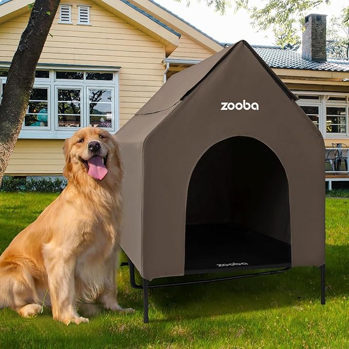Zooba 48" XL Outdoor Dog House – Weatherproof Elevated Pet Shelter, Breathable by Zooba