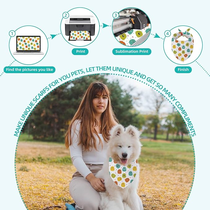 Sublimation DOD Bandanas 4PCS, Heat Transfer Washable Dog Scarf, Blank DIY - Image 3
