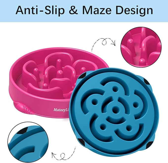 MateeyLife Large Slow Feeder Dog Bowls 2PCS, Anti-Choking Puzzle Dog Food Bowls - Image 4