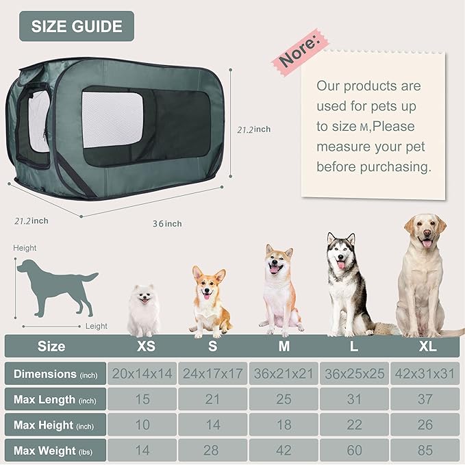 36 Inch Foldable Dog Kennel for Large Dogs, Portable Waterproof Pop-Up Pet Crate - Image 8