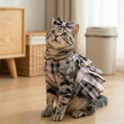 Cute Plaid Dog Dress Clothes for Small Dogs Cats Girl Black and Pink Plaid Dog - Image 7