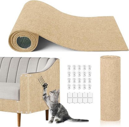 Cat Scratch Mat, 118.5"x15.9" Trimmable Self-Adhesive Cats Scratch Carpet by TEBANTY