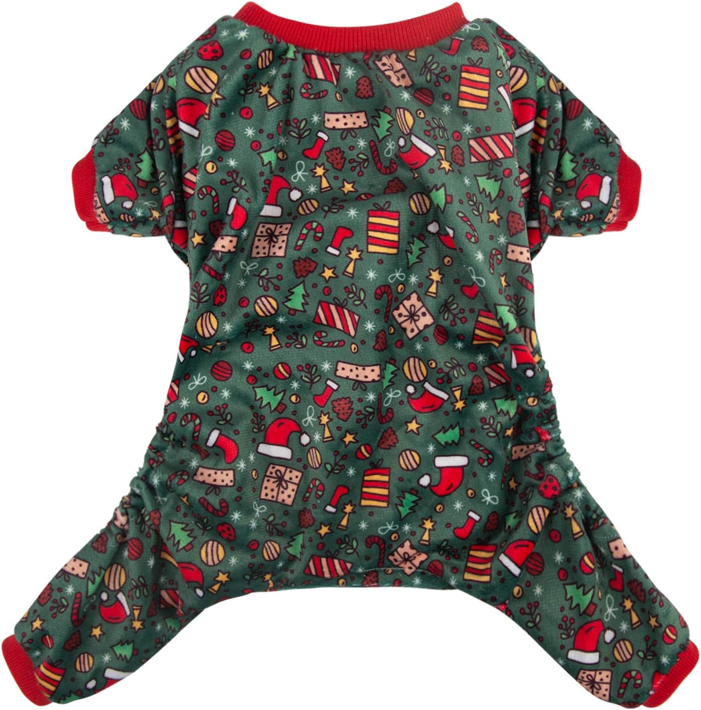 CuteBone Dog Christmas Pajamas Puppy Onesies Small Dogs Soft Pjs Coat Cat Apparel Comfy Pet Clothes Outfit Doggie Bodysuit P111M
