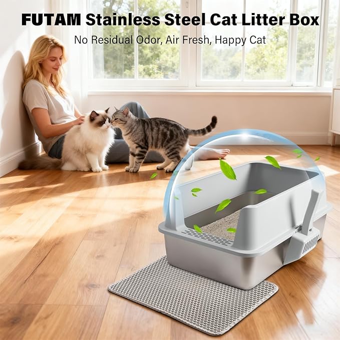 Stainless Steel Litter Box, XL Metal Cat Litter Box - Image 8