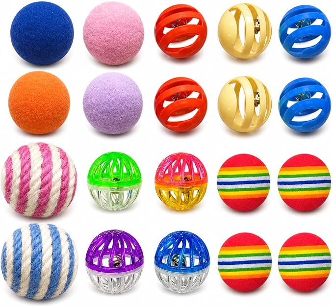 Cat Toys for Indoor Cats, Cat Toys Balls, 20 Packs Interactive Cat Toy Set by YULOYI
