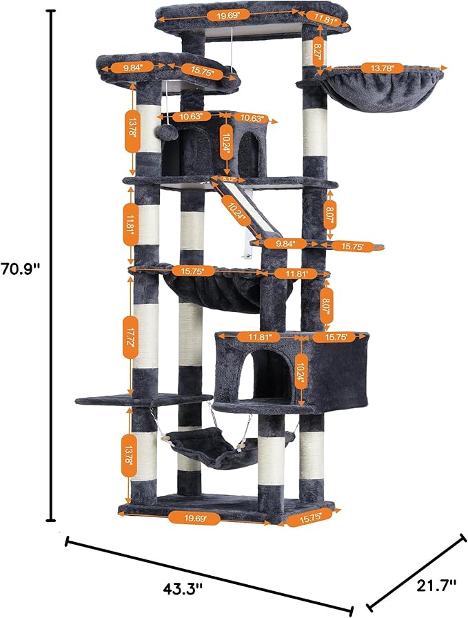 Heybly Cat Tree, 71-Inch-Tall Tower - Image 9