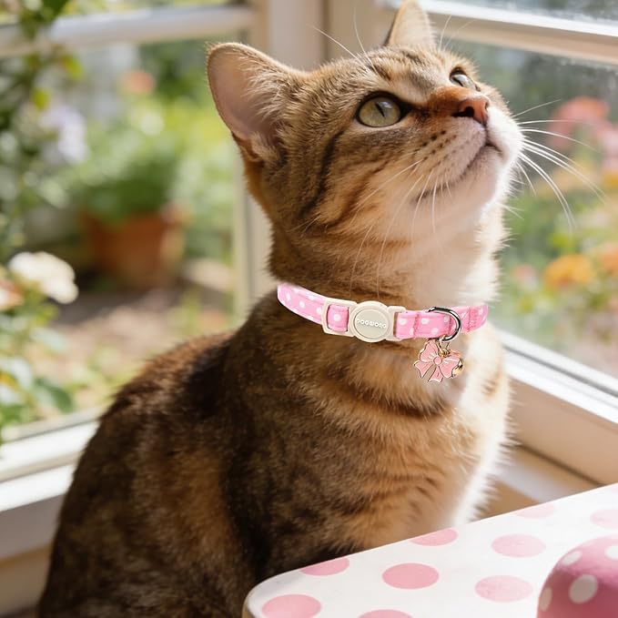 2 Pack Pink Purple Polka Cat Collars Breakaway - Image 6