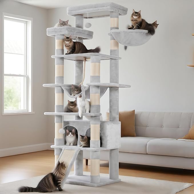 Heybly Tall Cat Tree, 78-inch Multi-Level Cat Tower - Image 2