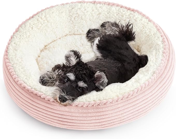 Love's cabin Round Donut Cat and Dog Cushion Bed, 24in Pet Bed by Lovescabin