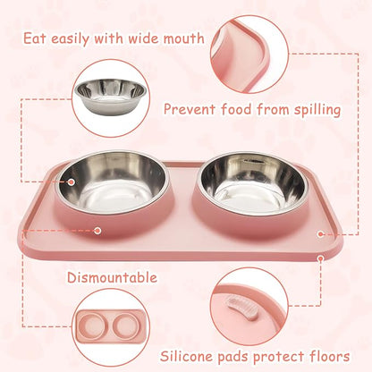 BNOSDM Double Dog Food Bowls Stainless Steel Dog Food and Water Bowls - Image 6