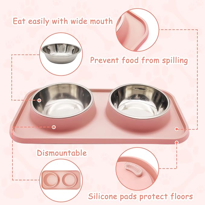 BNOSDM Double Dog Food Bowls Stainless Steel Dog Food and Water Bowls - Image 5